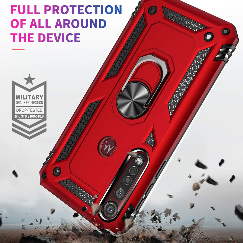 Protectores para celular  para Motorola  Moto G8 Plus Funda reforzada con anillo v2 Rojo
